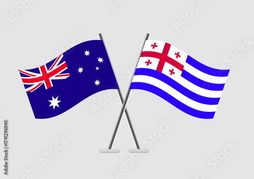 Australia and Ajaria vector flags isolated on light background