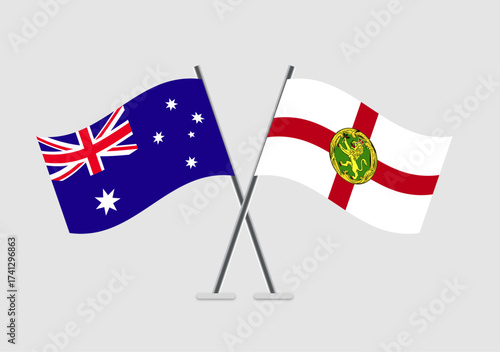 Australia and Alderney vector flags in symmetrical crossed layout