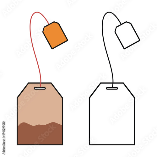 Tea bag icon set simple beverage symbol graphics representation