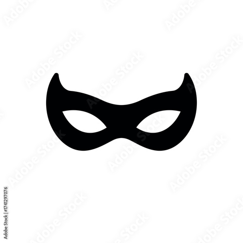 Black Masquerade Mask Isolated on White Background.