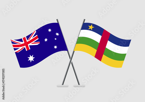 Australia and Central African Republic vector flags in crisp vector alignment