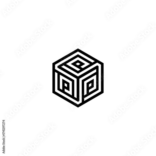 initials HEXAGON LOGO P .P logo design. Initial Letter Logo P  . Hexagon logo design
