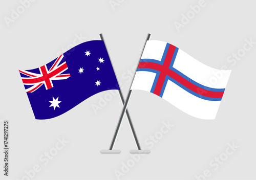 Australia and Faroe Islands vector flags illustration for peace concept