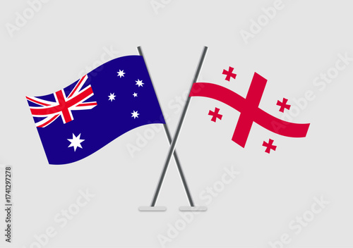 Australia and Georgia vector flags with equal proportion vector style
