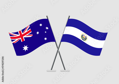 Australia and EL Salvador vector flags in concept of unity and harmony
