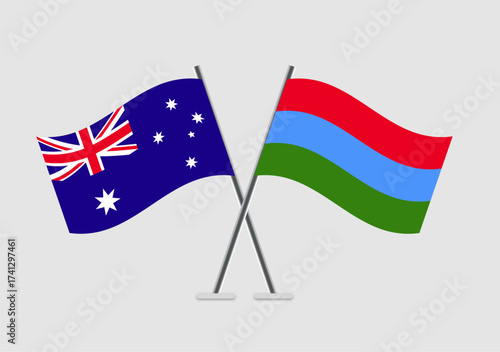 Australia and Karelia vector flags positioned in mirror image