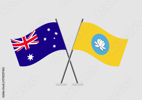 Australia and Kalmykia vector flags in elegant vector pairing