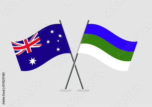 Australia and Komi vector flags with equal height and style