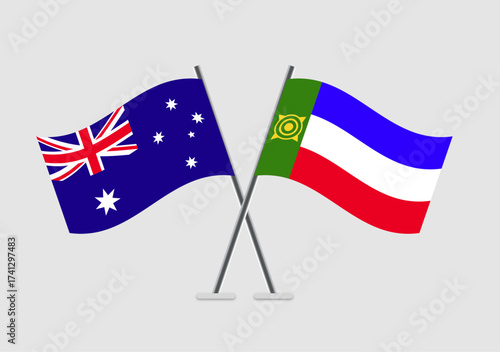 Australia and Khakassia vector flags illustration with balance and grace