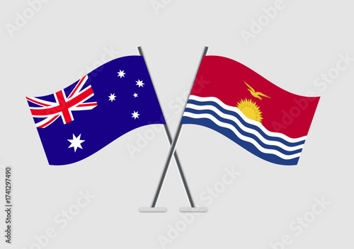 Australia and Kiribati vector flags drawn in abstract national form
