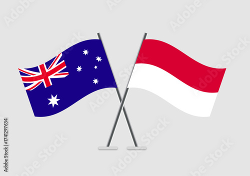 Australia and Monaco vector flags visual for thematic decor