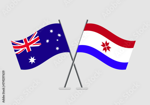 Australia and Mordovia vector flags in abstract official alignment