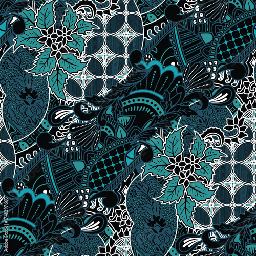 classic Indonesian batik design motif with decorative motif patterns