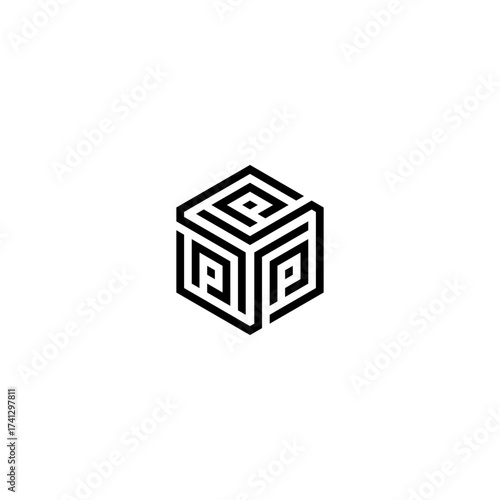 initials HEXAGON LOGO P .P logo design. Initial Letter Logo P  . Hexagon logo design