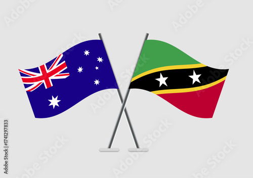Australia and Saint Kitts and Nevis vector flags visual icon for unity and peace
