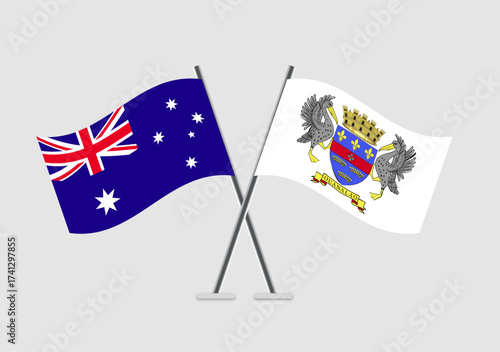 Australia and Saint Barthelemy vector flags used in design for unity poster