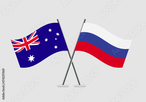 Australia and Russia vector flags shown in treaty-style illustration