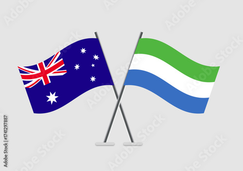 Australia and Sierra Leone vector flags icon for global cooperation