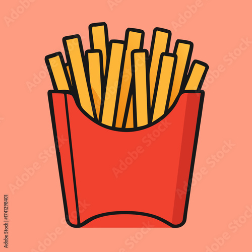 Golden Fries: A mouthwatering illustration of a carton of golden fries, the epitome of comfort food and a global favorite.