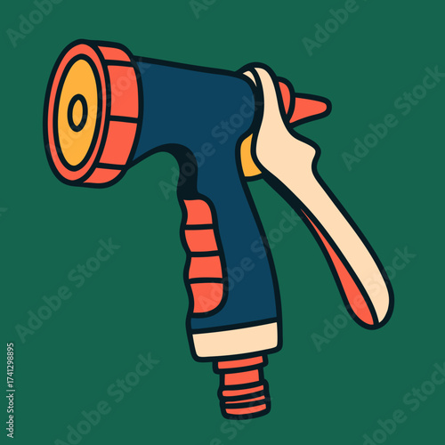 Garden Sprayer: A vibrant illustration of a garden sprayer tool, showcasing a design and essential tool for watering garden, plants and landscaping.