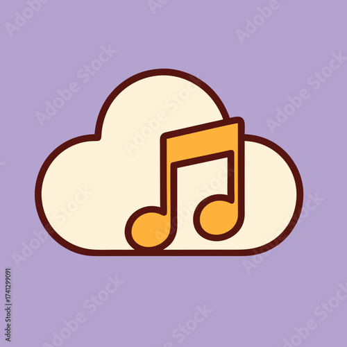 Cloud Music: Illustrative representation of music residing in the digital cloud, symbolizing accessibility and convenience.