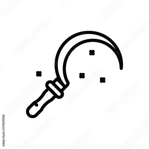 A line drawing of a sickle