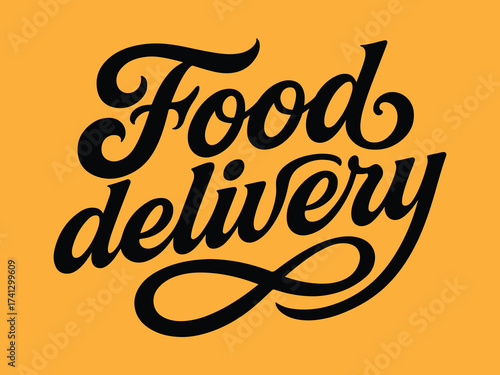 Food Delivery typography letters retro vector
