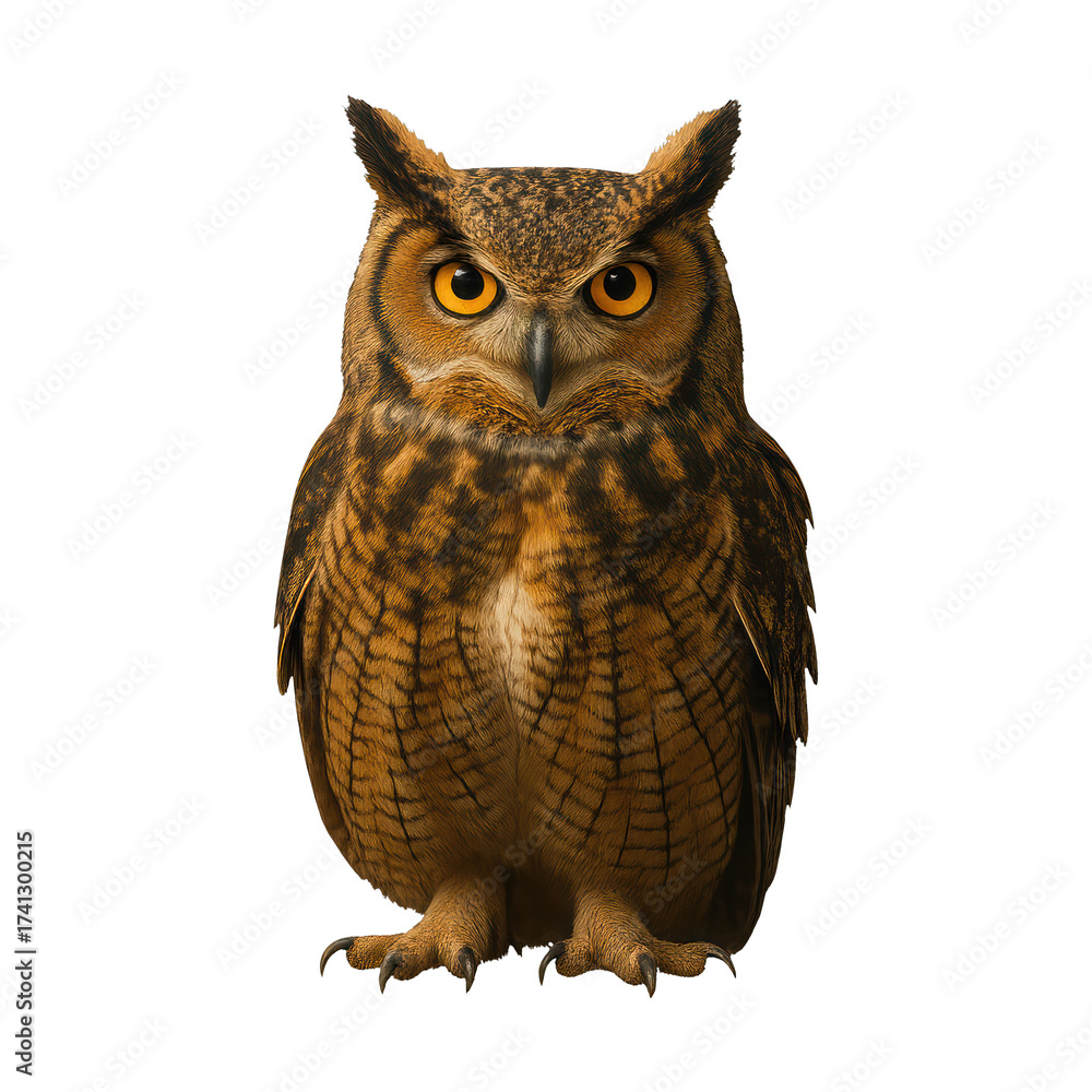 Fototapeta premium A photo realistic isolated cut-out of a [halloween owl], high-resolution, no background, natural lighting, transparent background, no shadow, with space on the edge, in the center