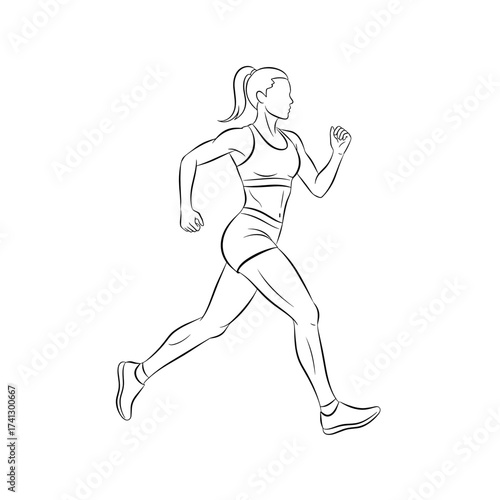Energetic line art of a female runner in motion