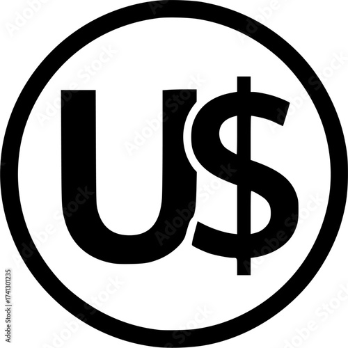 usd circle glyph flat vector icon