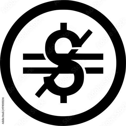 usd circle glyph flat vector icon