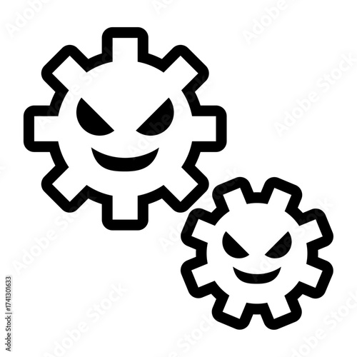 Evil Gear Virus Icon Illustration