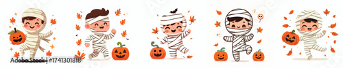 vector children's mummy costume halloween celebration
