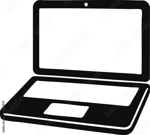 Minimalist Black and White Laptop Computer Icon