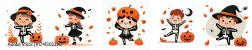 vector little person halloween celebration bone costume