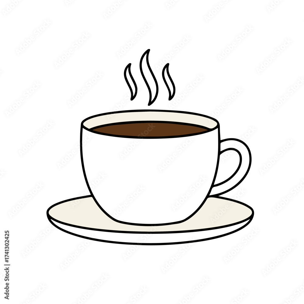 Fototapeta premium Steaming Hot Coffee Cup on Saucer