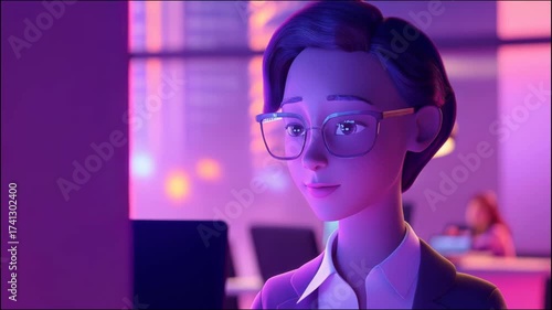 young woman in a modern office