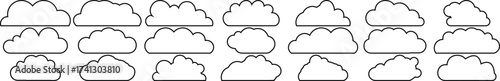 Outline Cloud Symbols for Sky and Weather Elements
