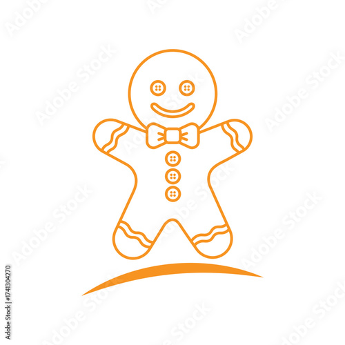 gingerbread man christmas cookie vector illustration with icing decoration.