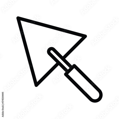 Black outline of a trowel pointing upward with a rectangular handle