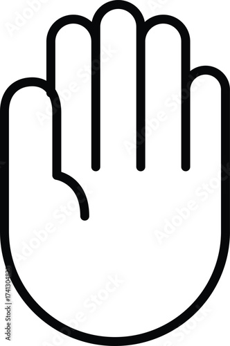 simple black outline icon of a raised hand