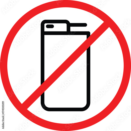 red circle prohibition sign for a cigarette lighter