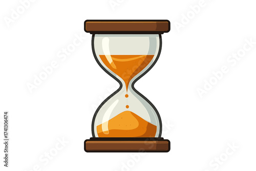 Hourglass icon vector. Timer, clock object of sand and glass. Time measurement antique stopwatch. Sandglass countdown symbol. Deadline, passing time, waiting concept design.