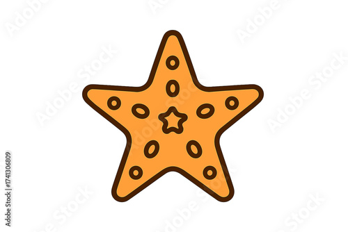Starfish vector icon, sea star symbol. Marine life and aquatic animal illustration. Summer vacation, beach travel, and ocean concepts. Simple filled outline cartoon graphic design.