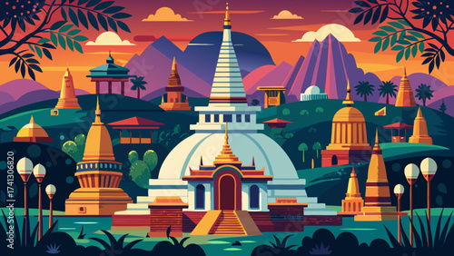 The Sacred City of Anuradhapura in Sri Lanka is adorned with towering stupas, ancient monasteries, and ceremonial ponds, representing centuries of Buddhist devotion and architectural sophistication.
