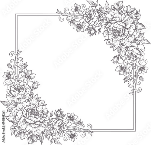 Floral Background or Wallpaper: Tender Flowers & Leaves - Botanical Foliage for Wedding & Wall Art Vector

