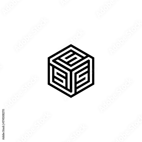 initials HEXAGON LOGO S .S logo design. Initial Letter Logo S  . Hexagon logo design