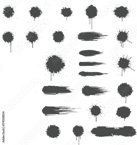 Grunge Graffiti Spray Paint Splashes & Drops - Street Art Urban Style Splatter Vector Set

