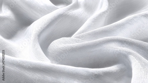 Wallpaper Mural close up of premium white linen fabric texture with soft natural drapes and highlights Torontodigital.ca