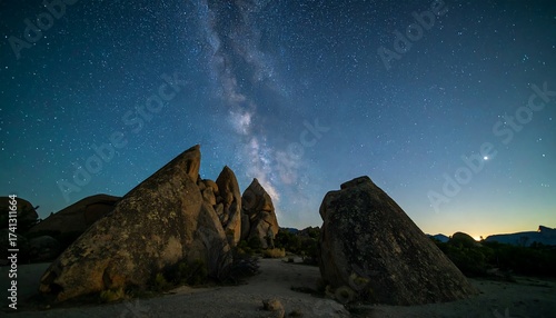 Milky Way Over Joshua Tree National Park Rocks.